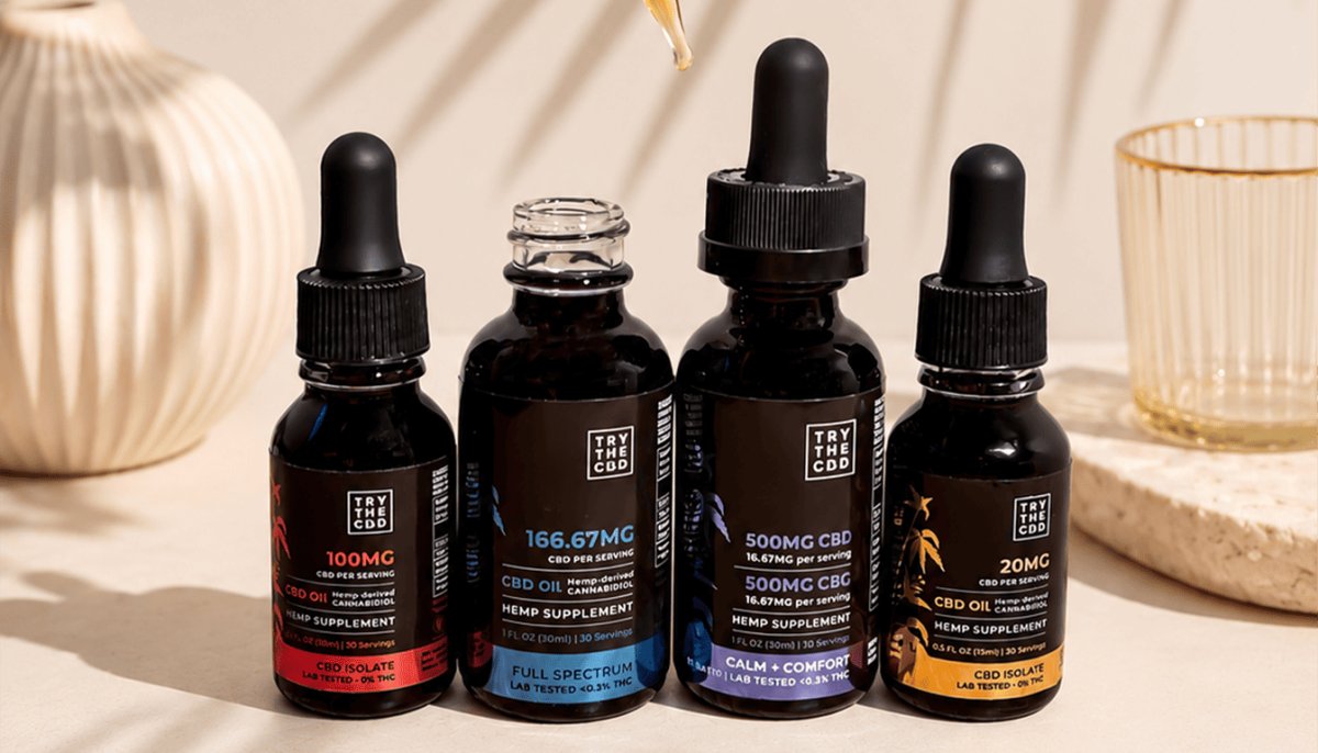 CBD Oils and tinctures line up